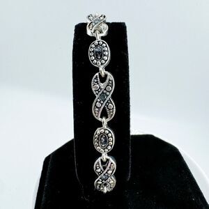 Vintage Marcasite Rhinestone XOXO Bracelet Art Deco Glam Gatsby Retro